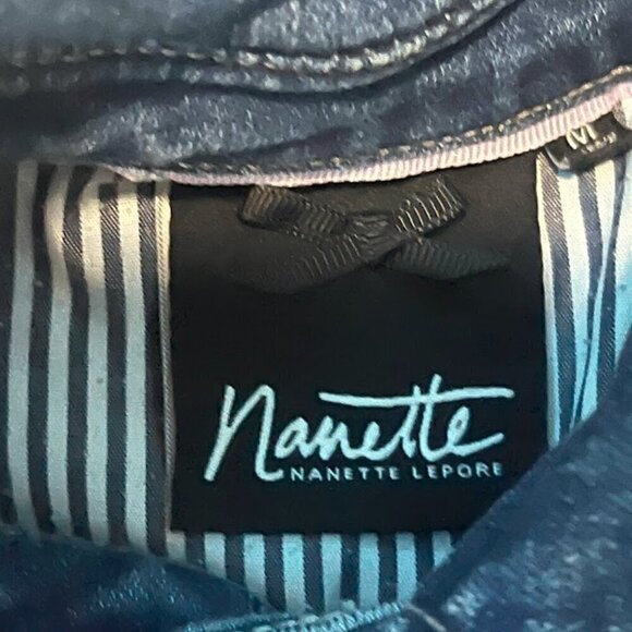 Nanette Lepore long sleeve Denim Romper shorts jumpsuit size M - Picture 7 of 8